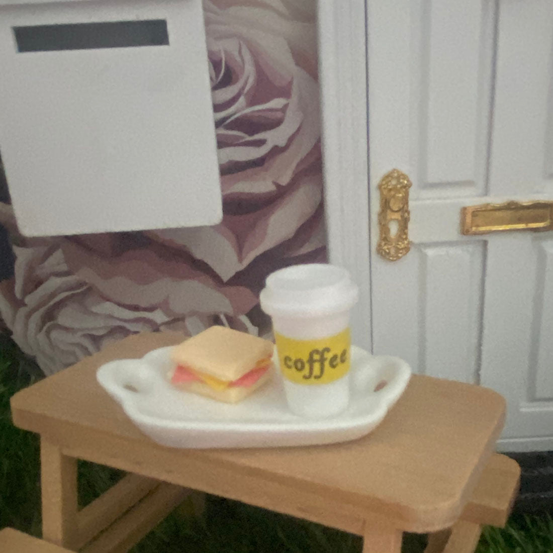 Miniature Fairy Coffee and Sandwich on Tray