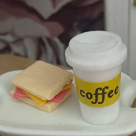 Miniature Fairy Coffee and Sandwich on Tray