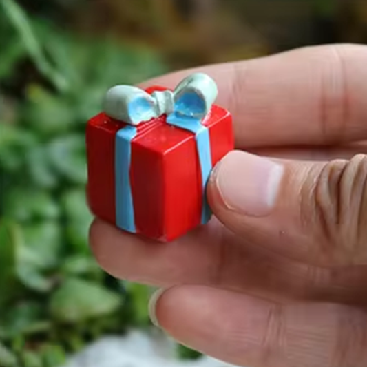 Miniature Fairy Garden Christmas Red Present Box