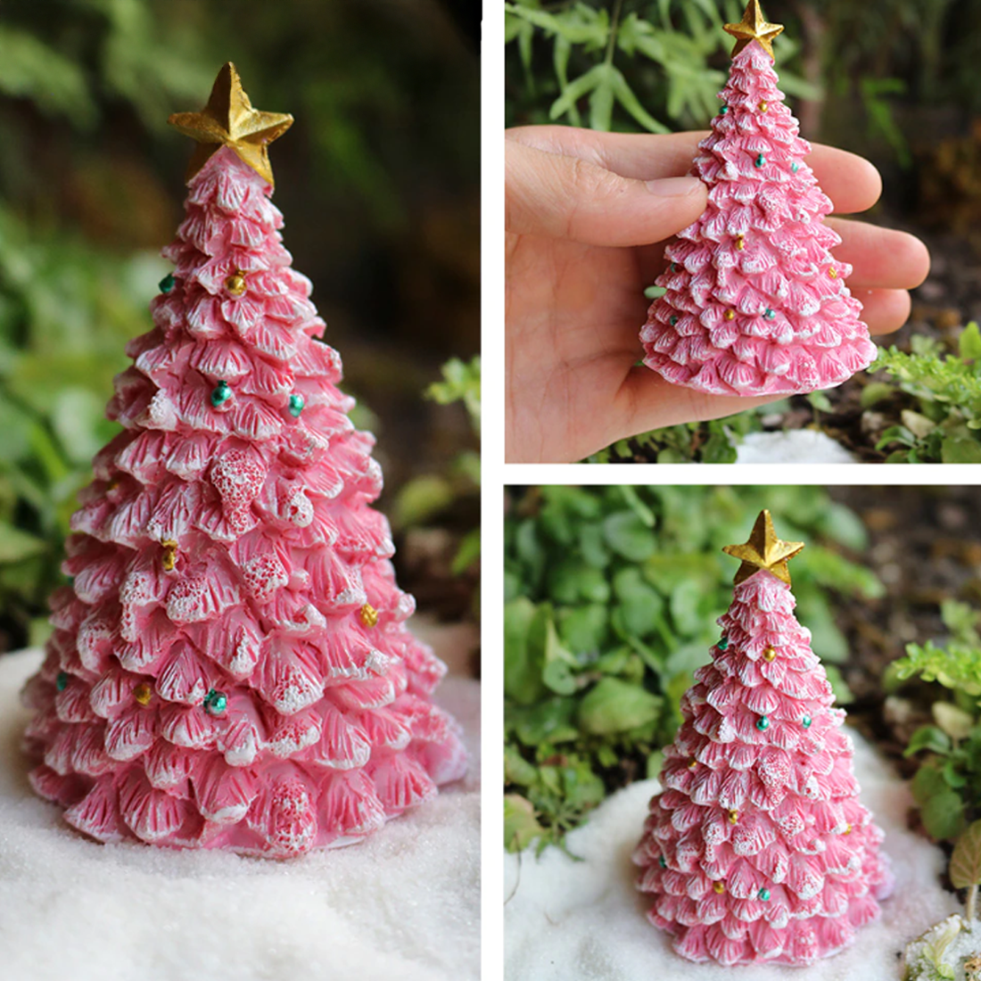 Miniature Fairy Garden Pink Christmas Tree