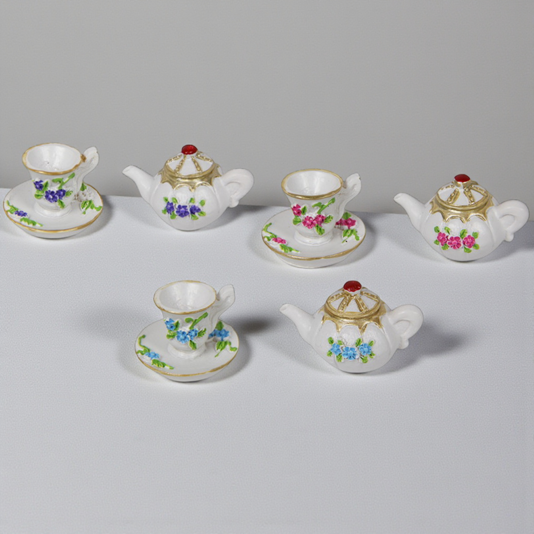 Miniature Teacup Saucer and Teapot