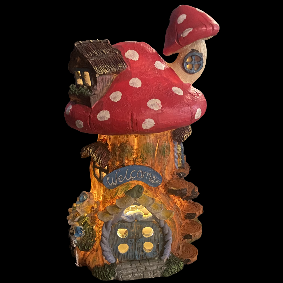 Mushroom Welcome Solar Fairy House