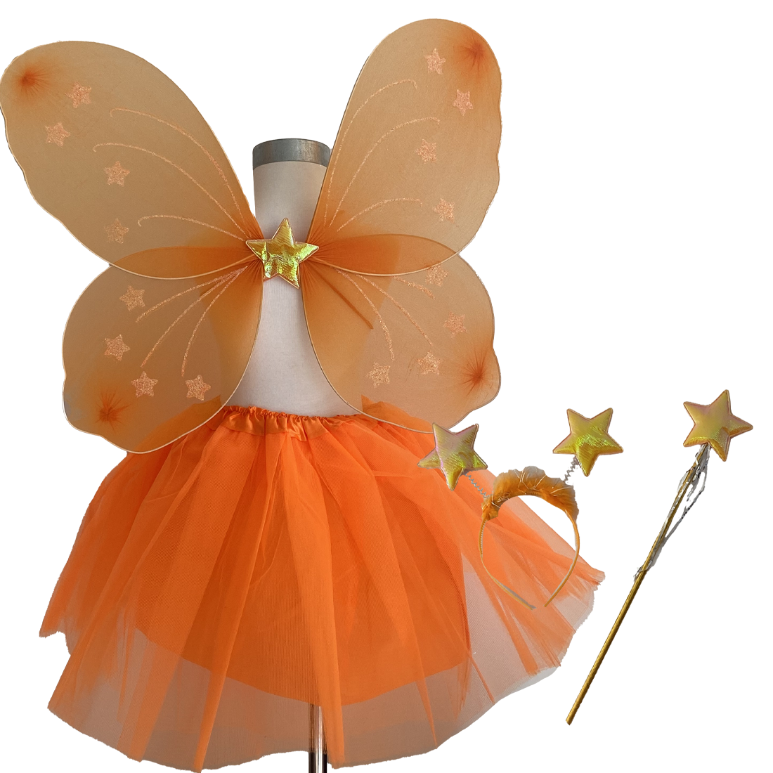 Orange  Fairy Tutu Wing Wand Headband Dress Up Set