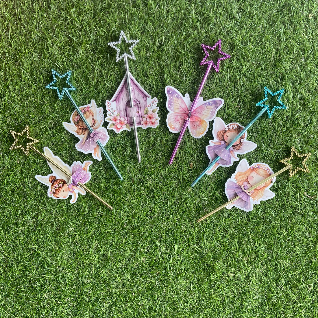 Pack of 6 Party Favour Fairy Wand and Holder Set