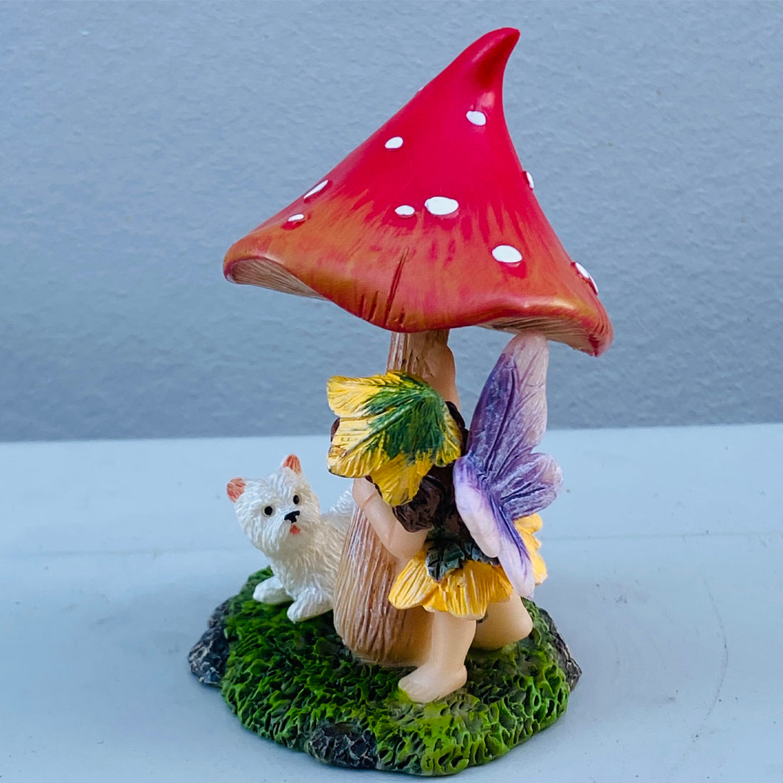 Peekaboo Fairy With Mushroom and  Puppy