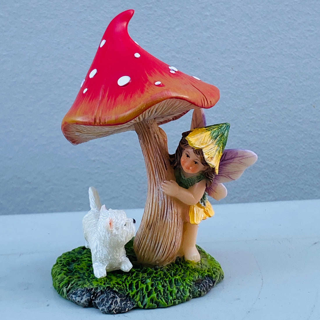 Peekaboo Fairy With Mushroom and  Puppy
