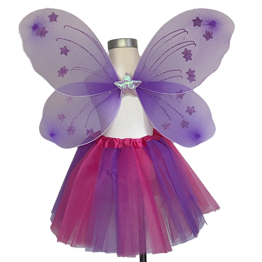 Pink and Purple Fairy Tutu and Wing Set
