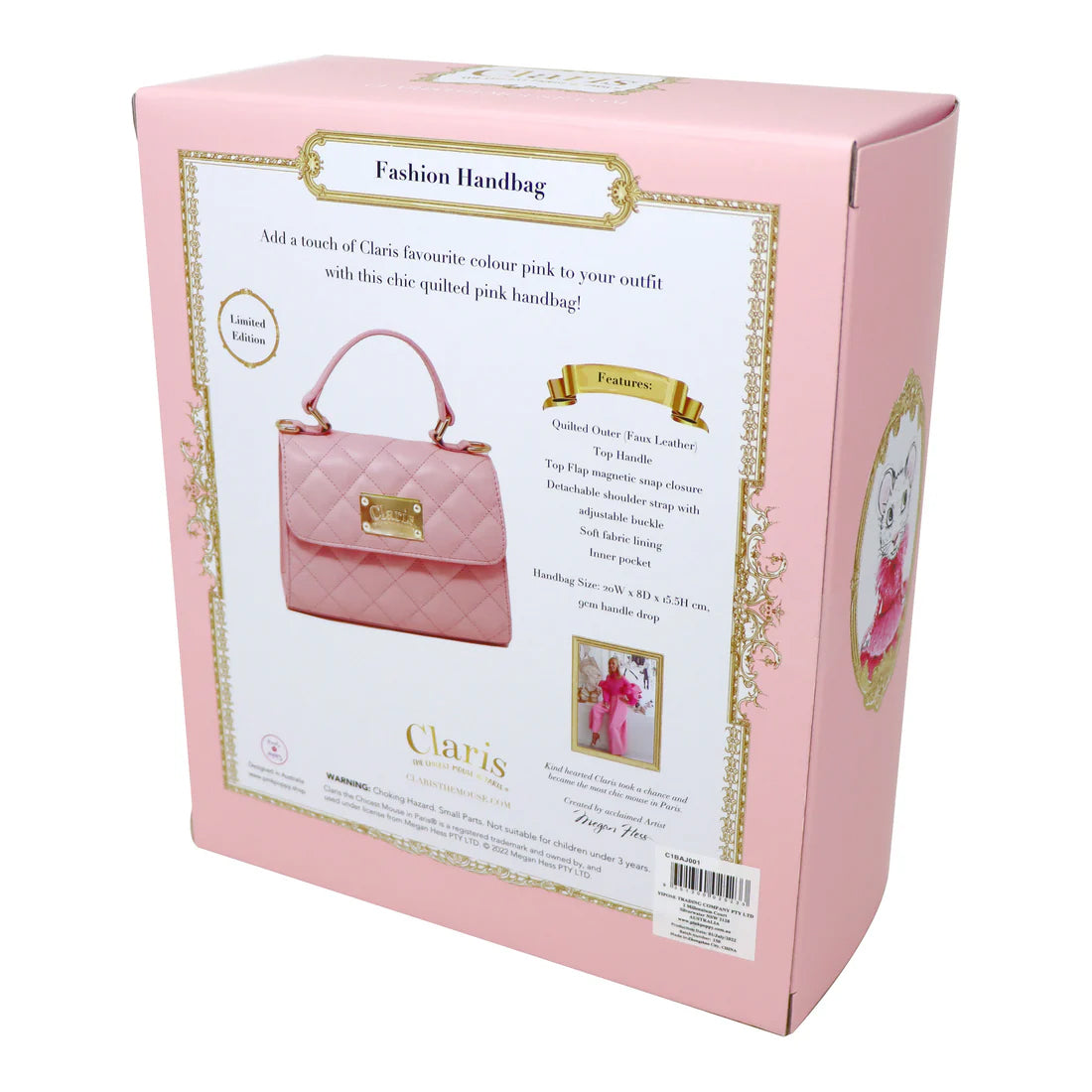 Pink Claris Quilted Shoulder Handbag