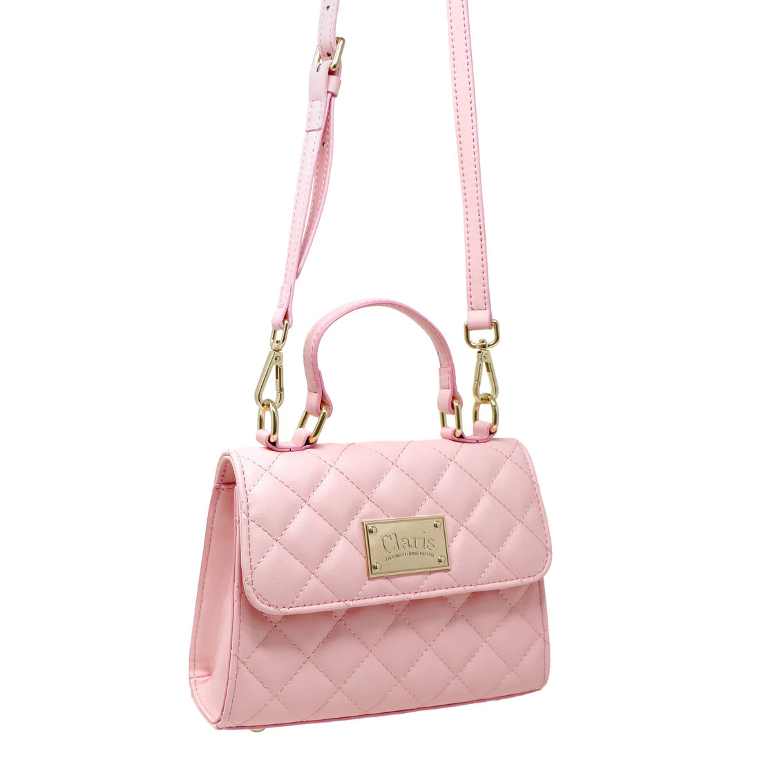 Pink Claris Quilted Shoulder Handbag
