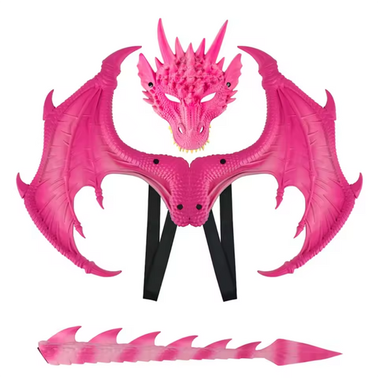 Pink Dragon Wings Mask and Tail Set