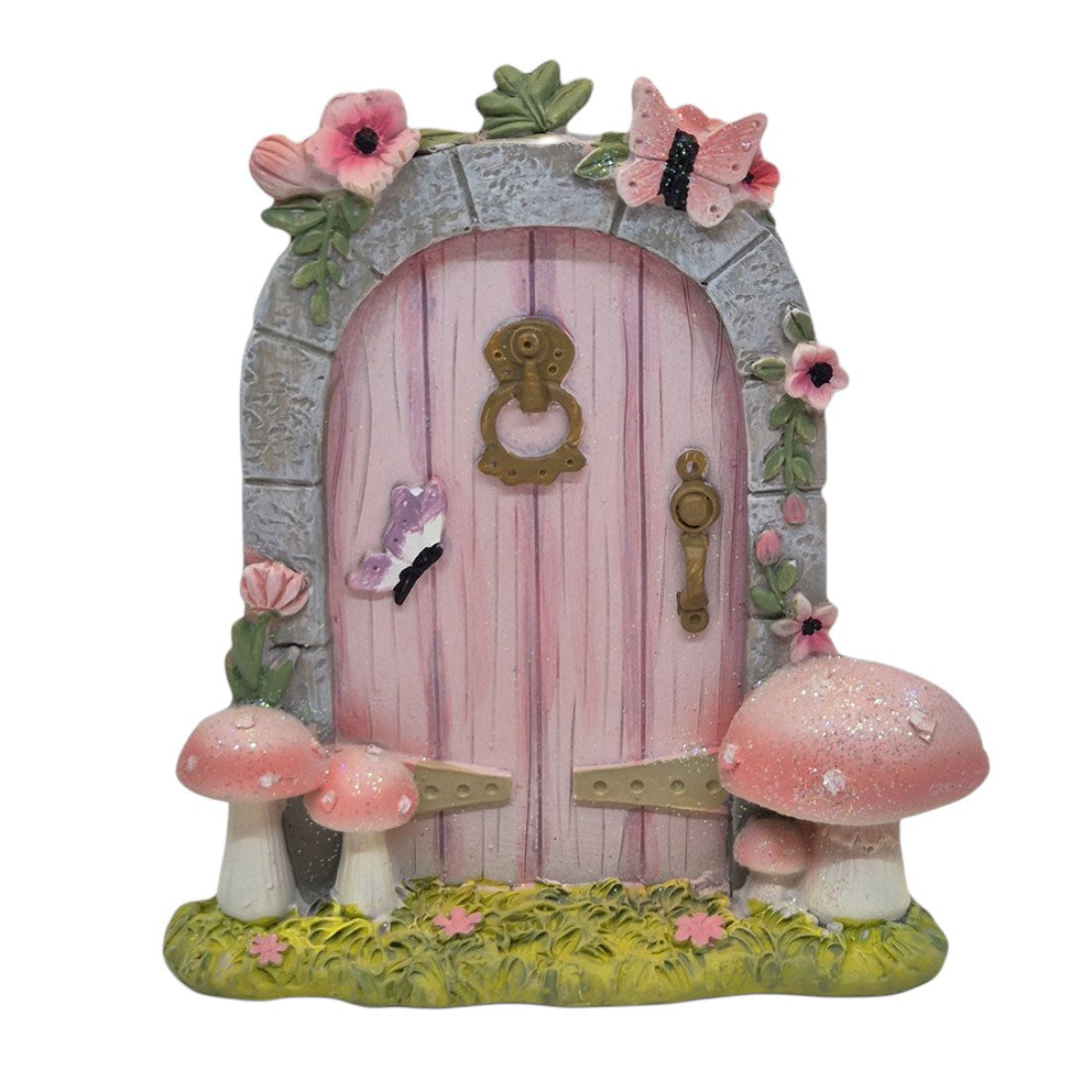 Pink Fairy Door With Mushrooms