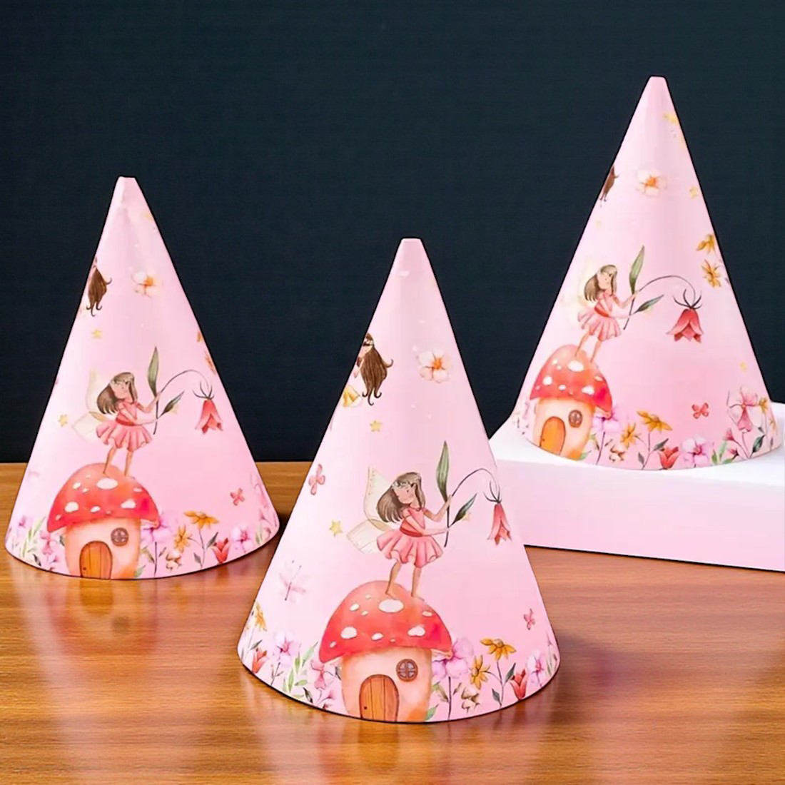 Pink Fairy Party Hats 6pk