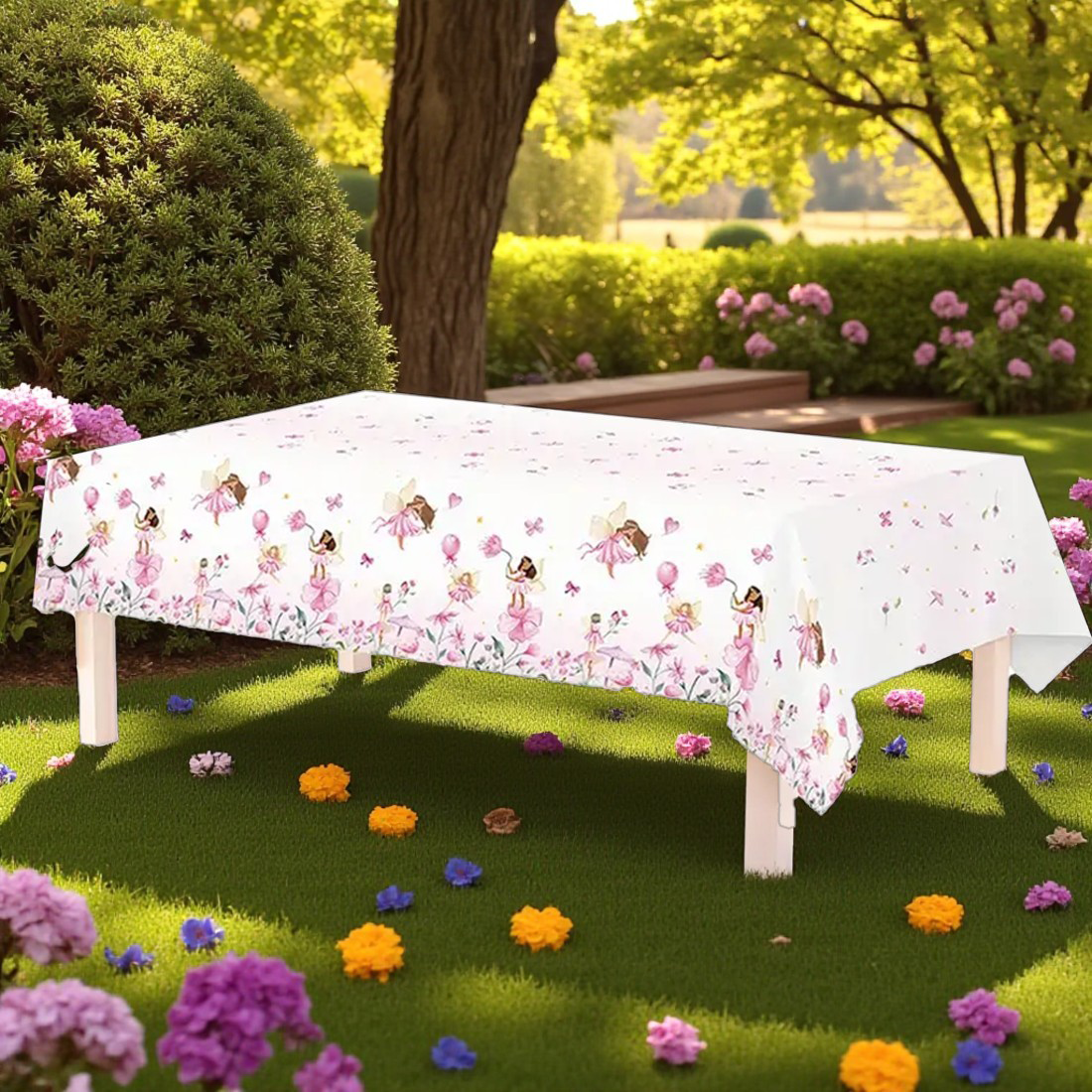 Pink Fairy Party Plastic Tablecloth Cover
