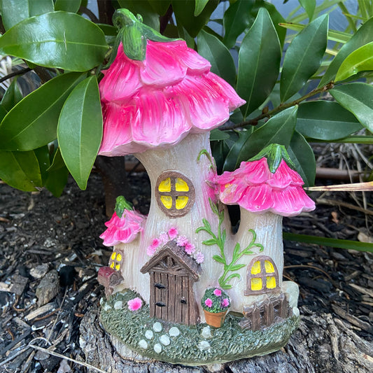 Pink Flower Fairy Garden House