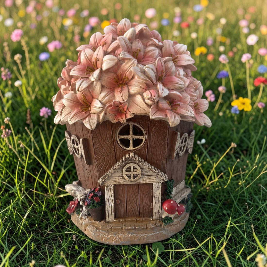 Pink Flower Fairy House