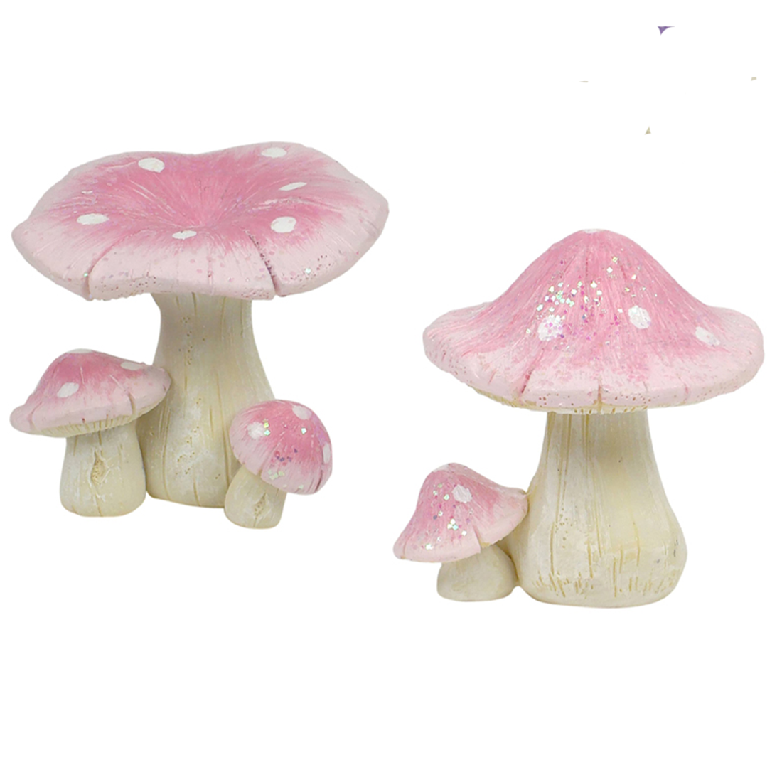 Pink Glitter Fairy Garden Mushrooms