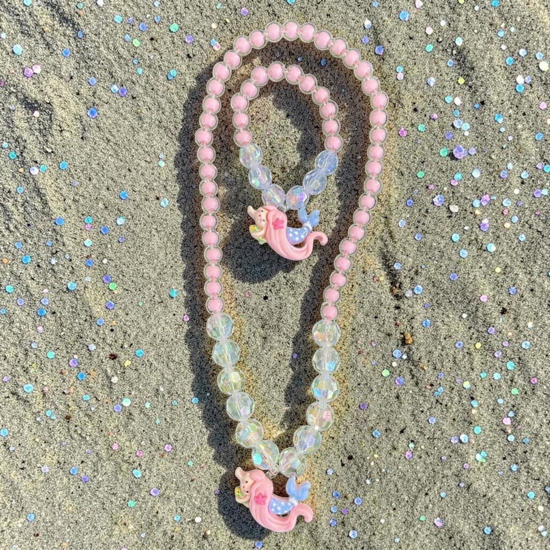 Pink Mermaid Choker Bracelet Set