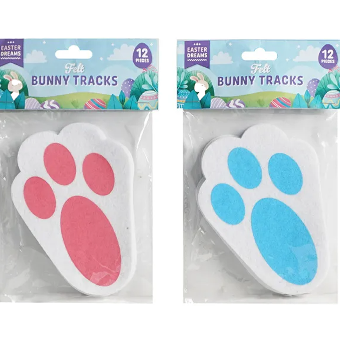 Pink or Blue Easter Bunny Felt Footprint Tracks Pack of 12 – The Fairy Shop
