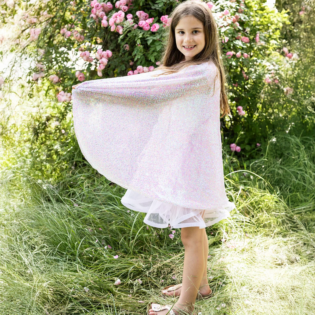 Pink Sequins Twirl Cape Size 4-6