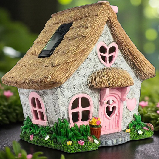 Pink Solar Fairy Cottage House