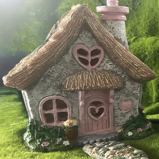 Pink Solar Fairy Cottage House