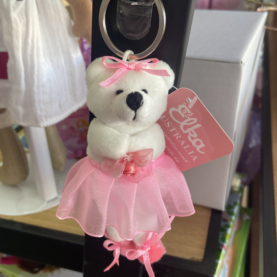 Pink Teddy Bear Ballerina Keyring