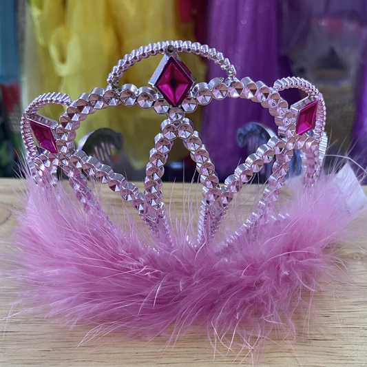 Pink Tiara with Marabou Pink Feathers