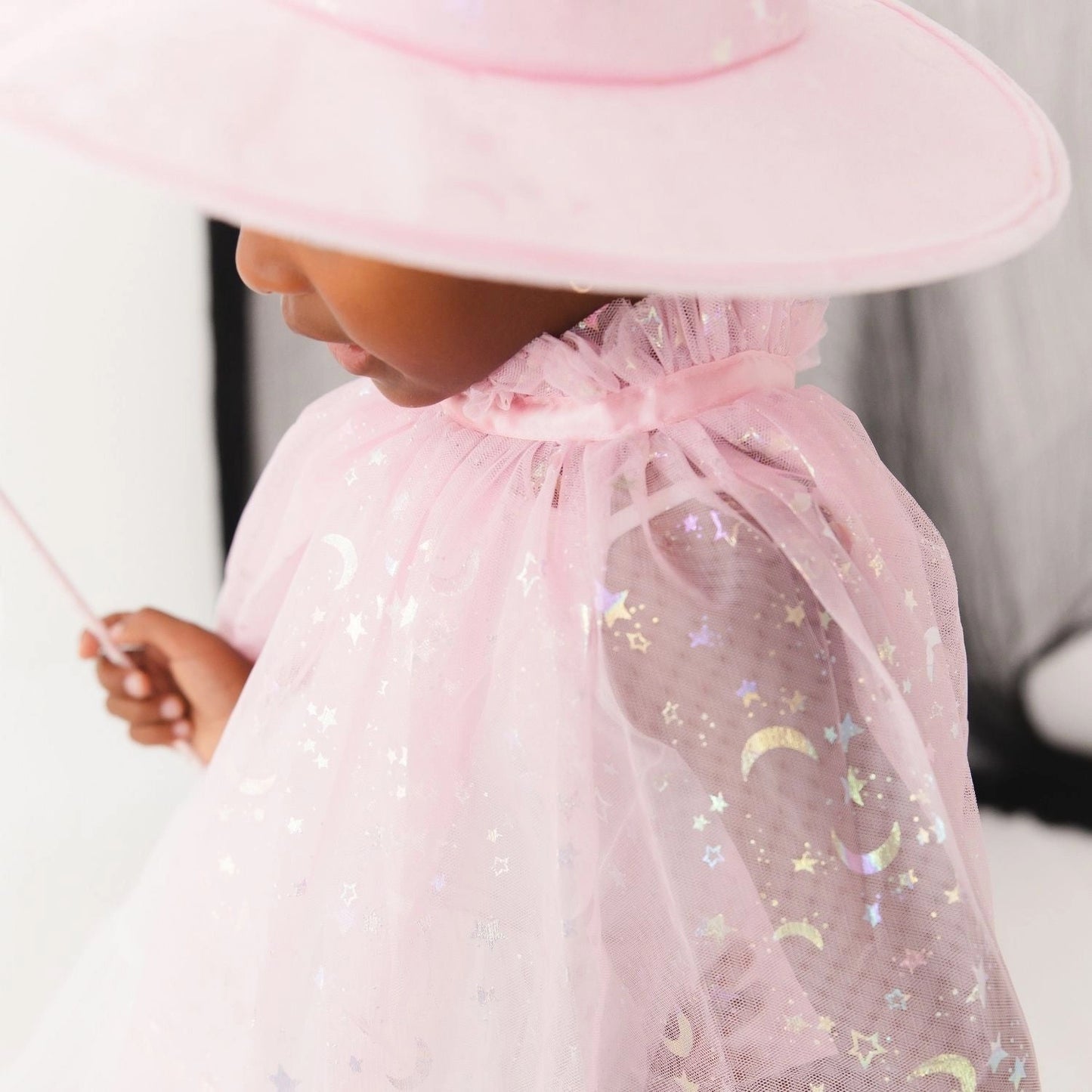 Pink Witch Dress Up Set Cape Hat and Wand Costume