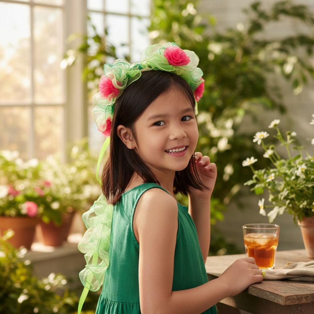 Pixie Garland Green Red Headdress