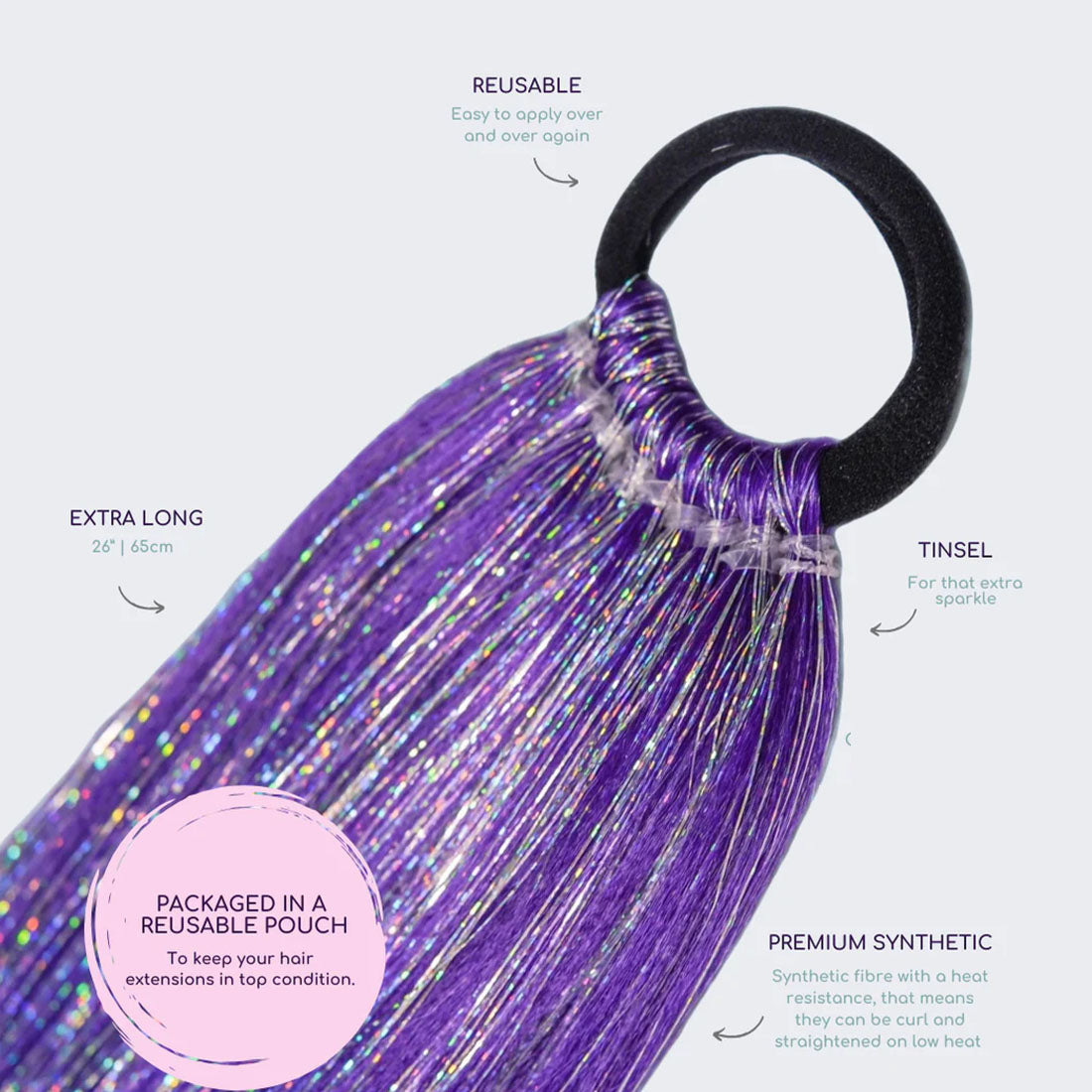 Purple and Pink Mermaid Ponytail Hair Extension - Valentina