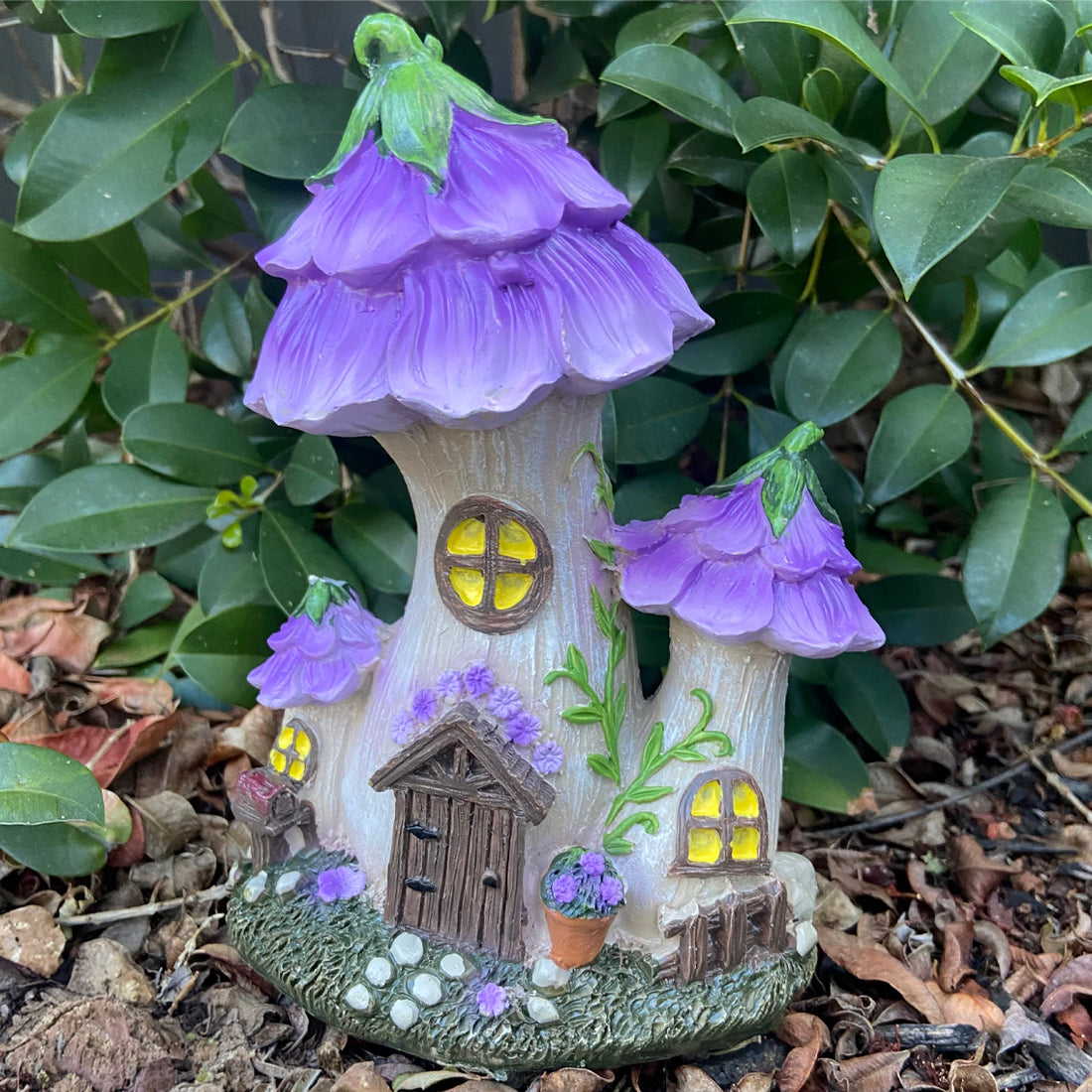 Purple Flower Fairy Garden House
