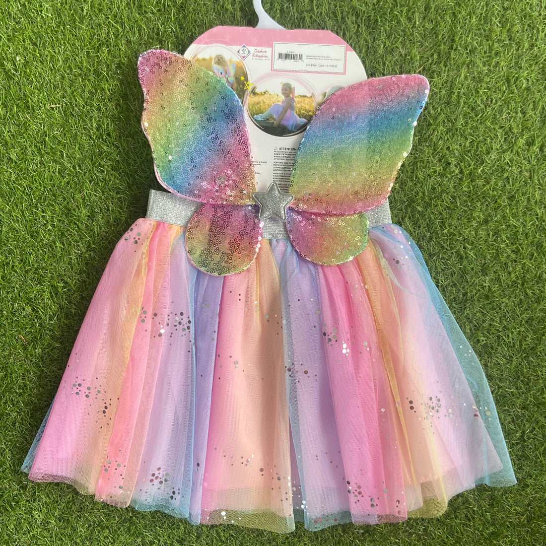 Rainbow Sequins Skirt with Wings & Wand - Size 4-6