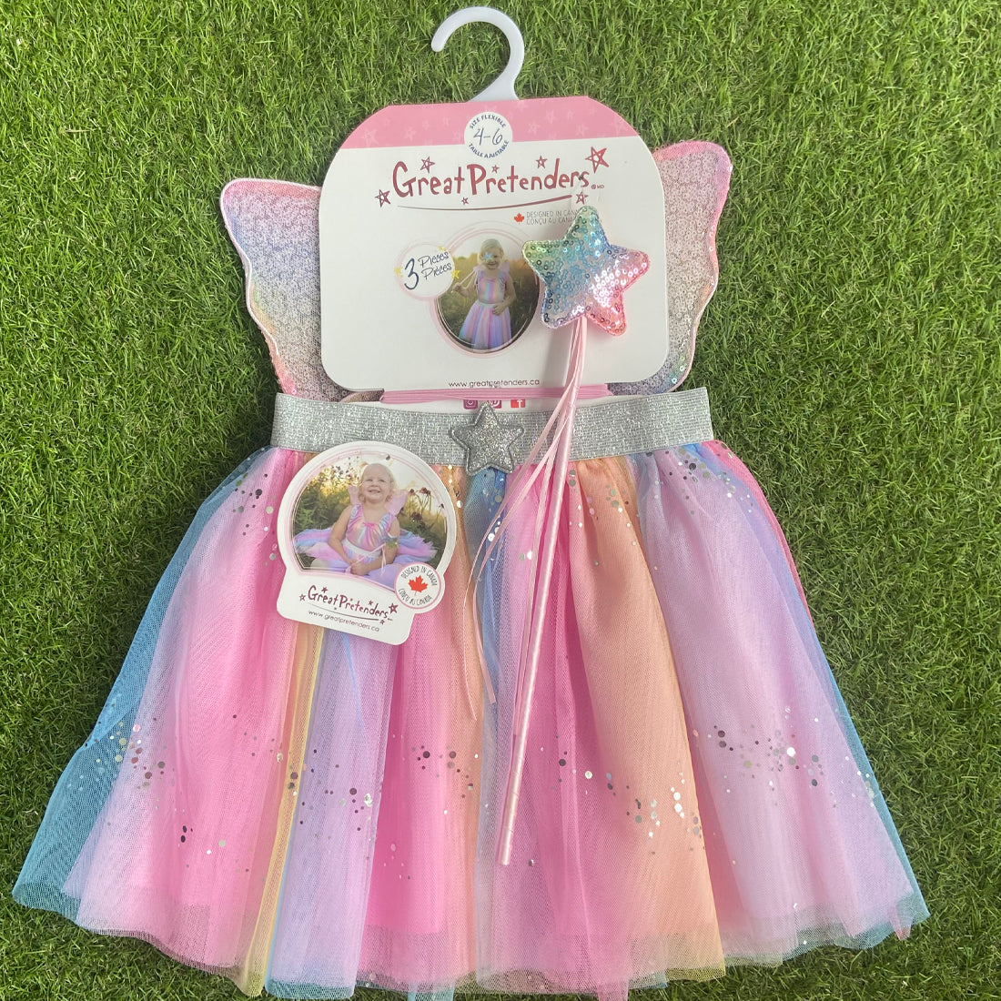 Rainbow Sequins Skirt with Wings & Wand - Size 4-6