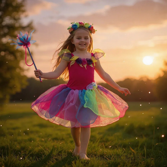 Rainbow Wish Fairy Dress and Wishing Wand