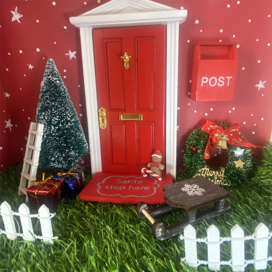 Red Christmas Fairy Door Set