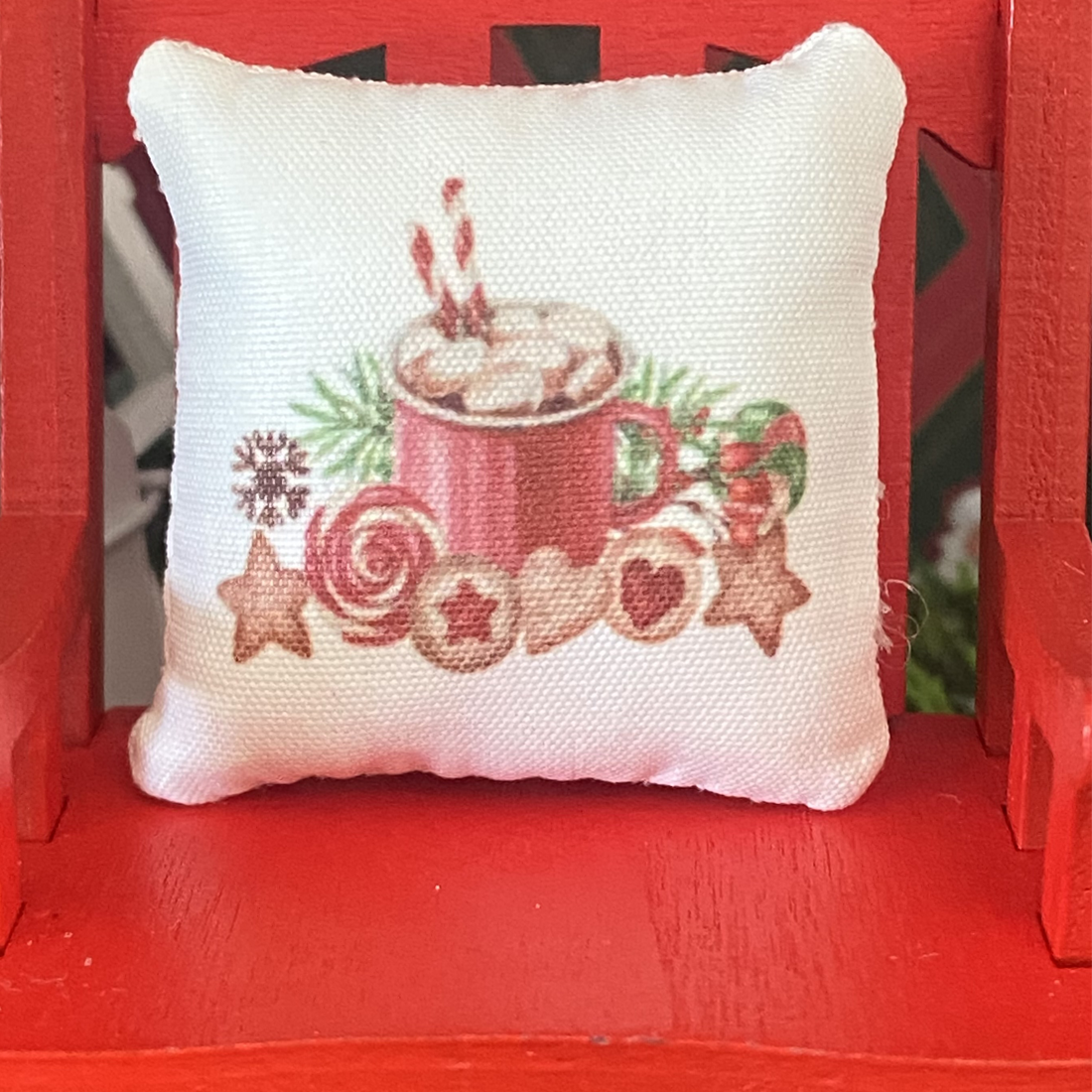 Red Christmas Fairy Rocking Chair and Cushion