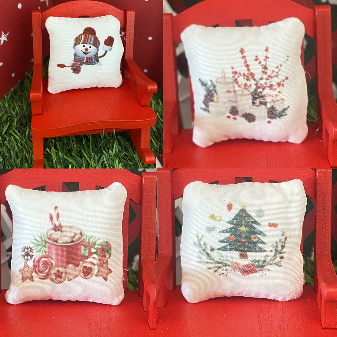 Red Christmas Fairy Rocking Chair and Cushion