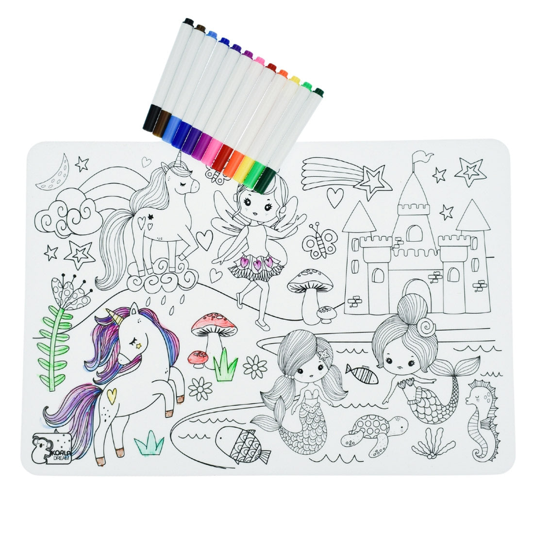 Reusable Silicone Drawing Mat & Markers Enchanted Kingdom