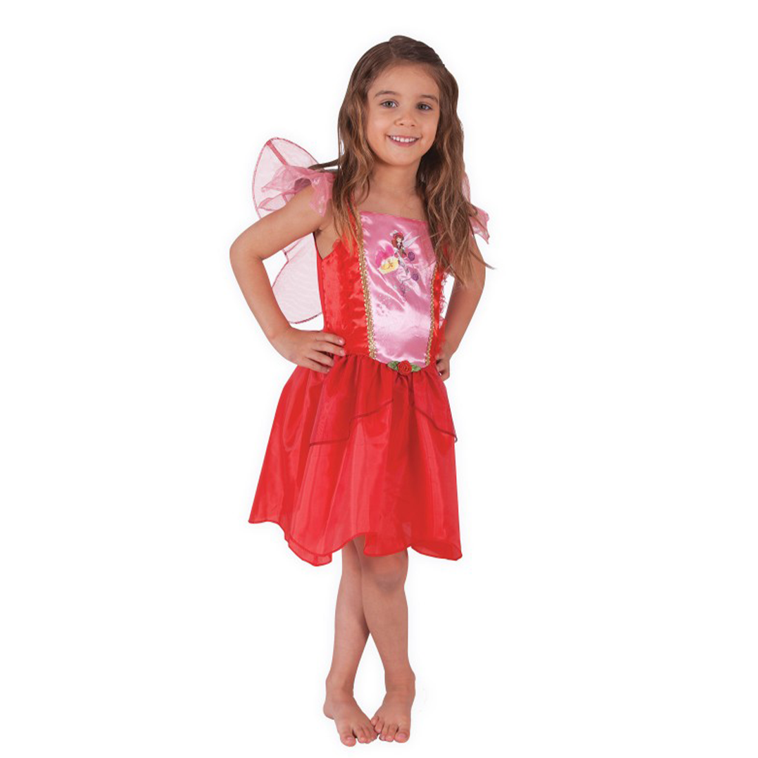 Rosetta Red Fairy Dress and Wings Costume 4-6 Years