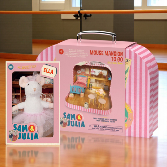 Sam & Julia Mouse Portable Mansion to Go Ellas Ballet Room + Plush