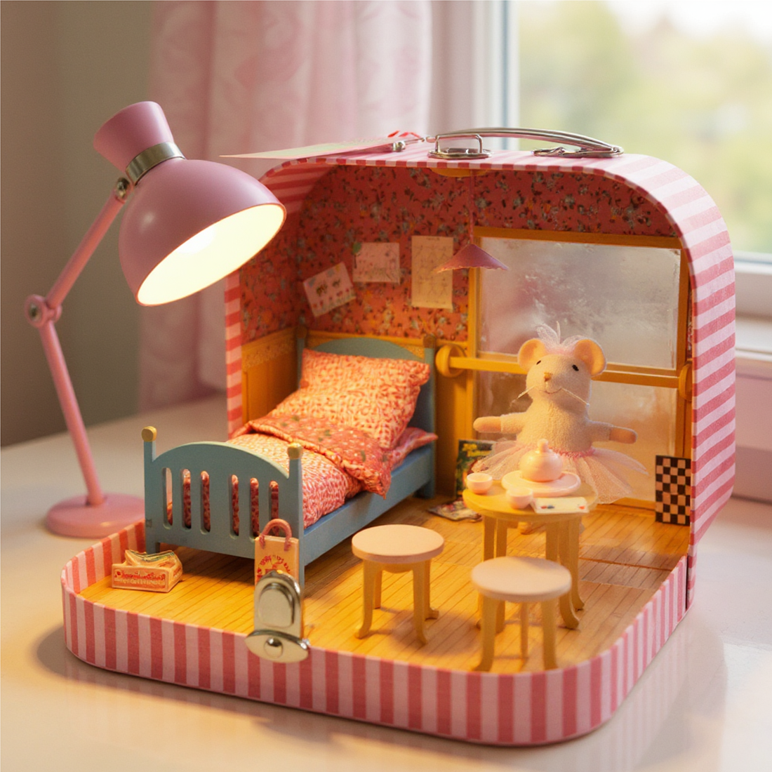 Sam & Julia Mouse Portable Mansion to Go Ellas Ballet Room + Plush