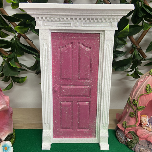 Secret Dark Pink Fairy Door with Glitter