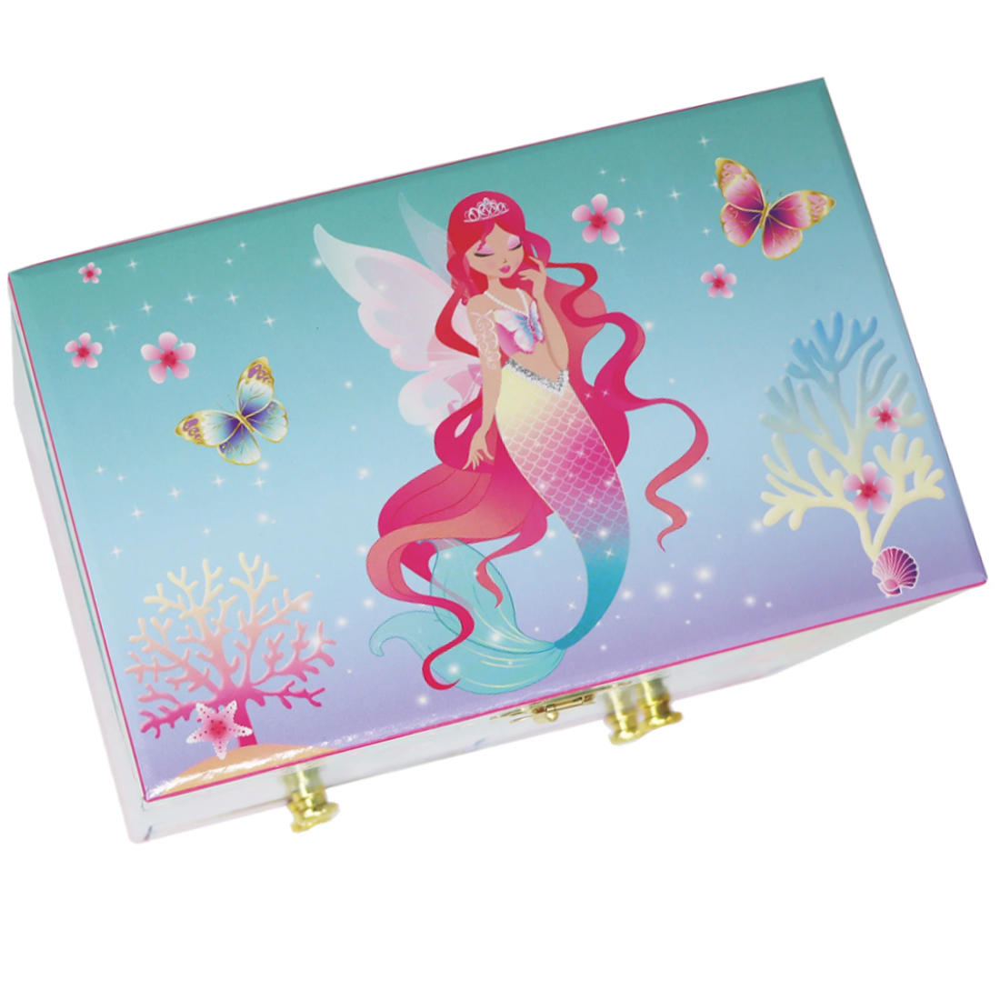 Shimmering Mermaid Musical Jewellery Box with Twirling Mermaid Figurin