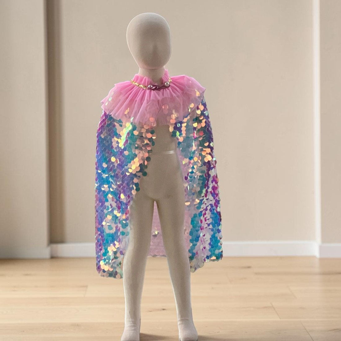 Shimmering Mermaid Pink Sequinned Cape