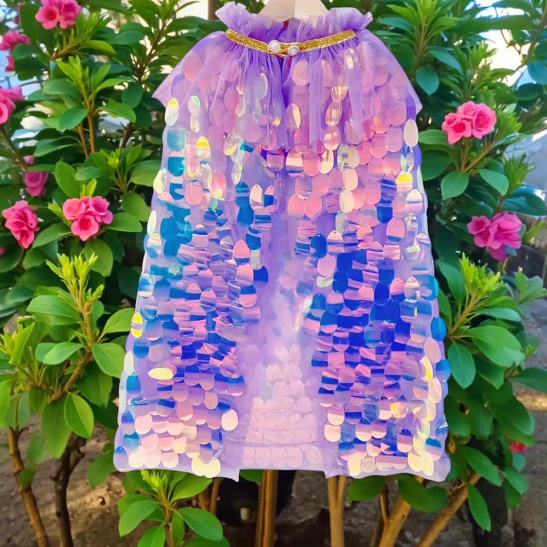 Shimmering Mermaid Purple Sequinned Cape