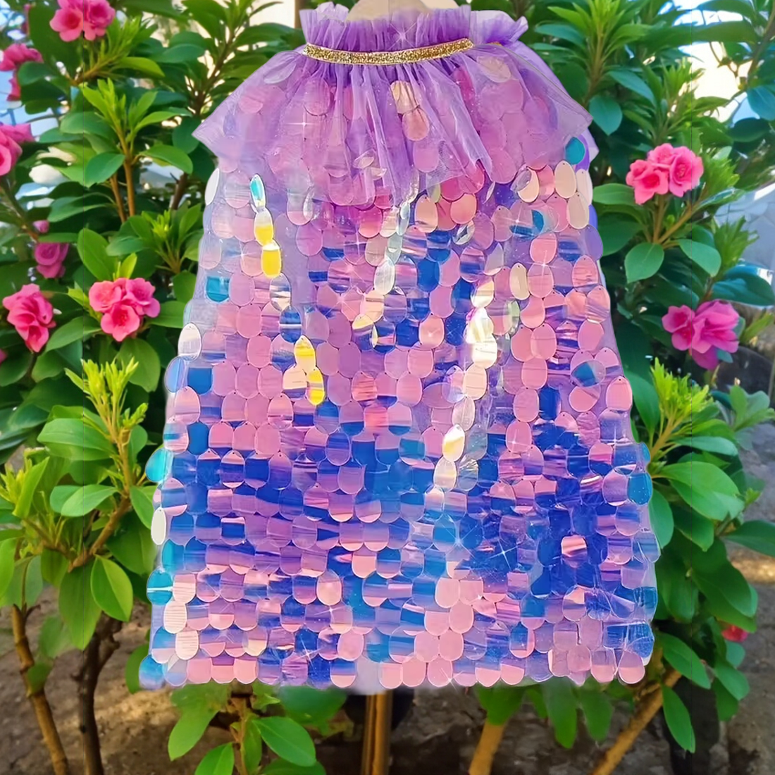 Shimmering Mermaid Purple Sequinned Cape