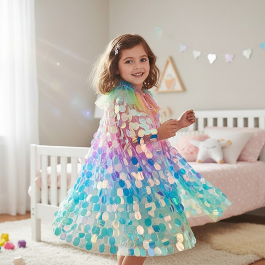 Shimmering Mermaid Rainbow Sequinned Cape