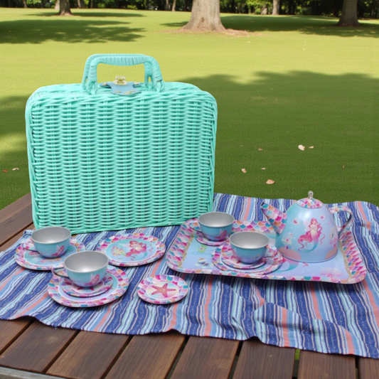 Shimmering Mermaid Tea Set in a Basket