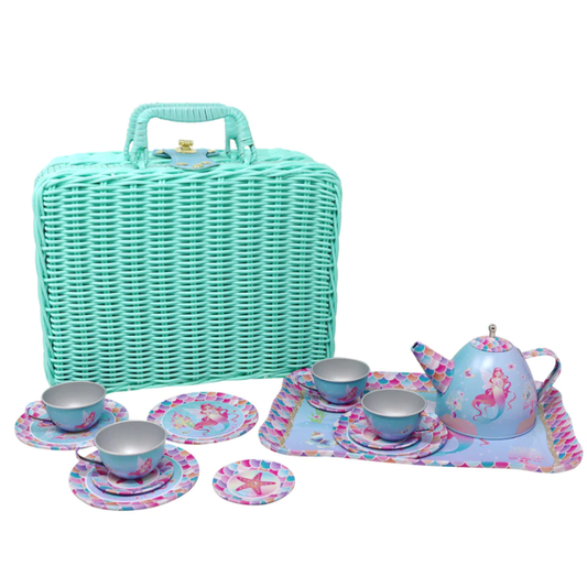 Shimmering Mermaid Tea Set in a Basket