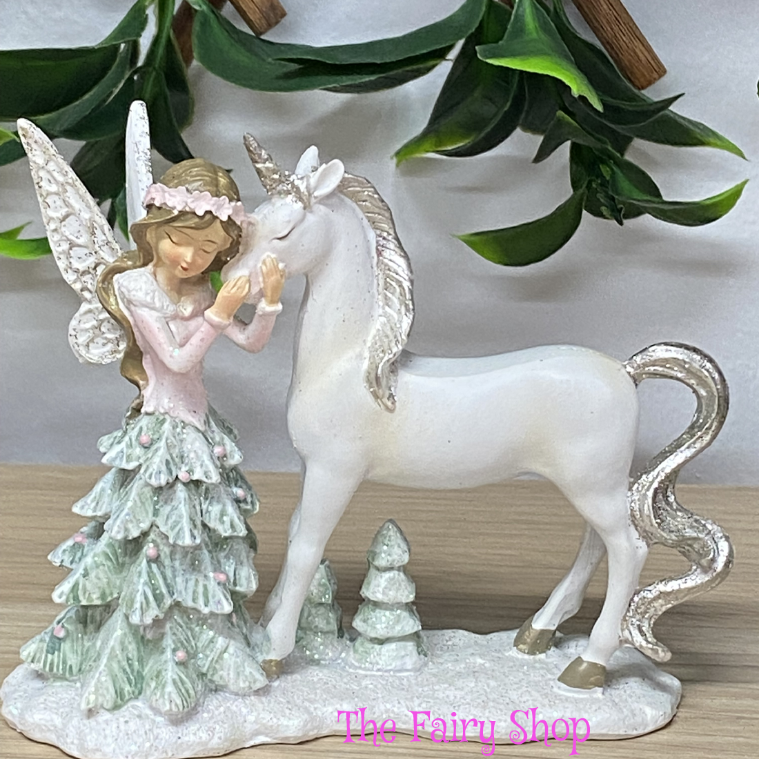 Snow Fairy and Unicorn Christmas Figurine